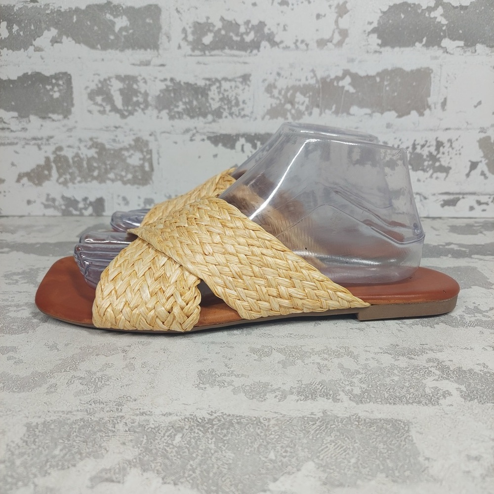 NEW Indigo Rd. Foyer Rope Crisscross Woven Square Toe Flat Slide Sandals H159